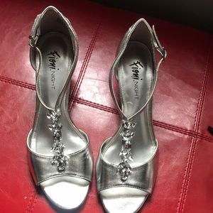 Silver shoe with beautiful crystal